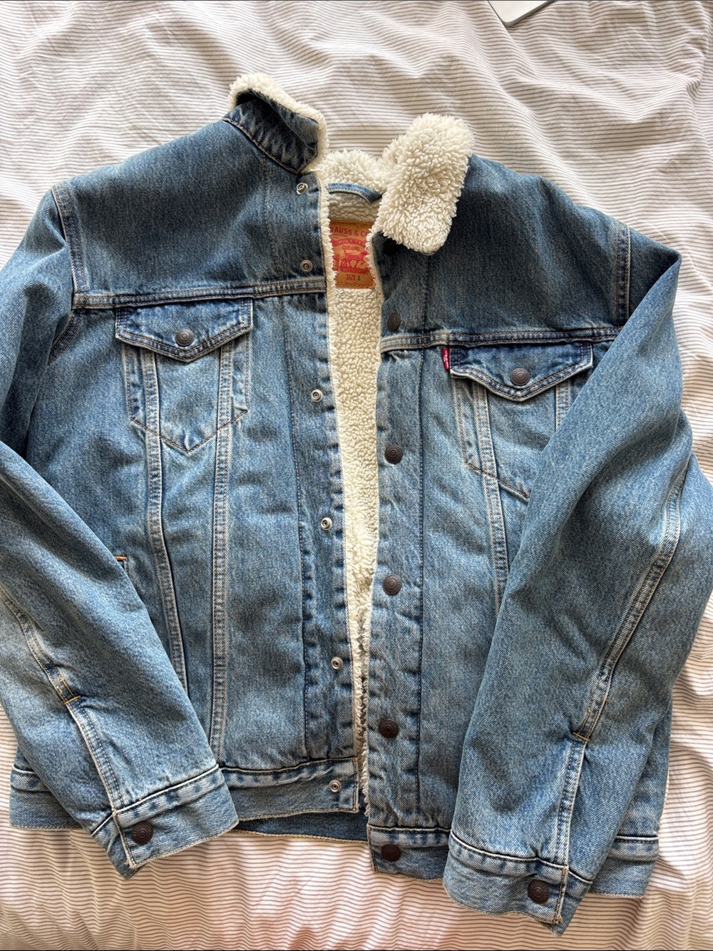 Levi's Light Blue Denim fleece lined jeans  Jacket